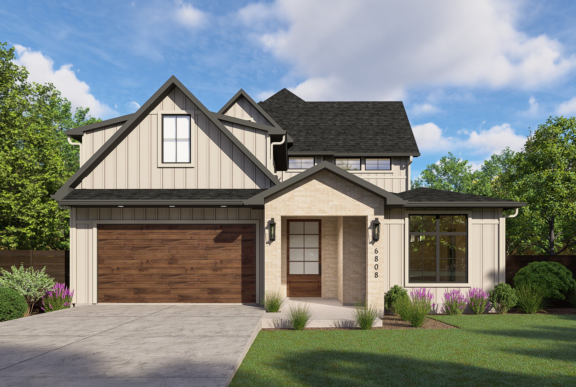 6808 Daugherty St — Front Elevation Rendering