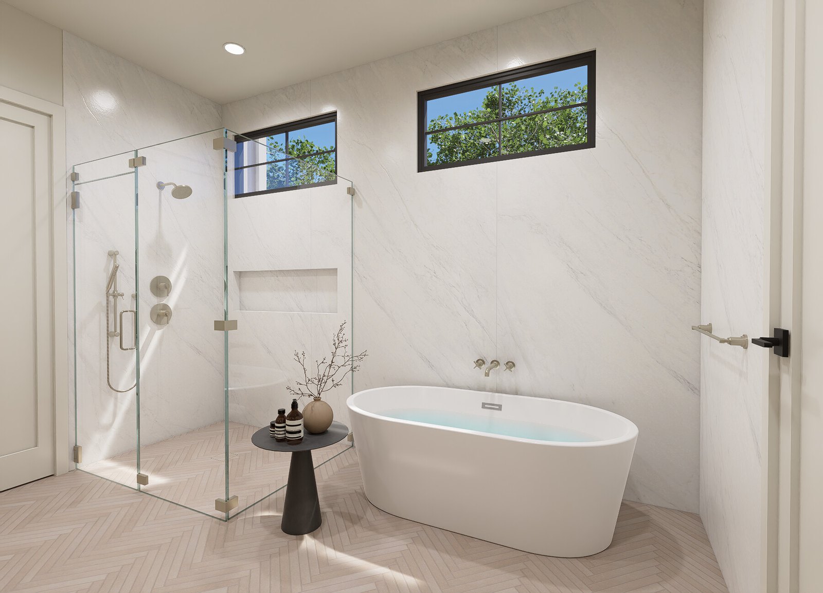 Primary Bath Shower and Tub Rendering